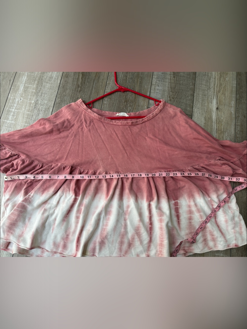 Women's Mauve Tie-Dye Peplum Long-Sleeve Oversized Top - Picture 9 of 9